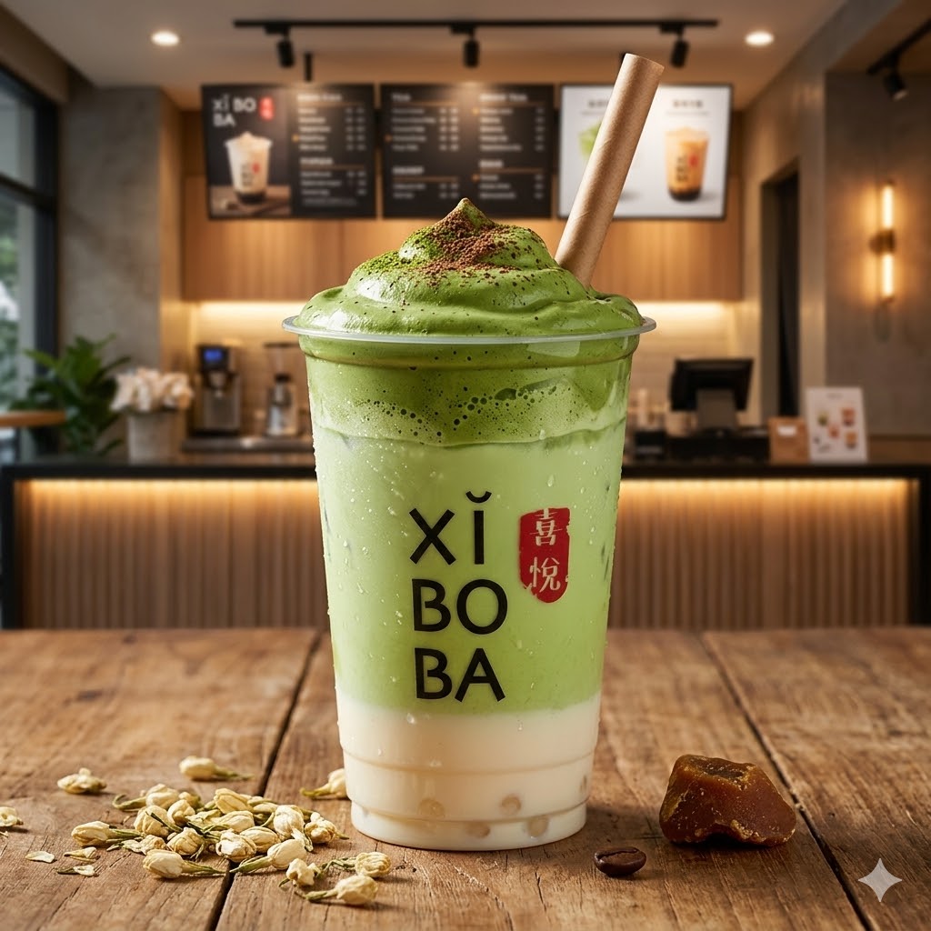 Signature Matcha Dalgona With Hokkaido Milk Pudding